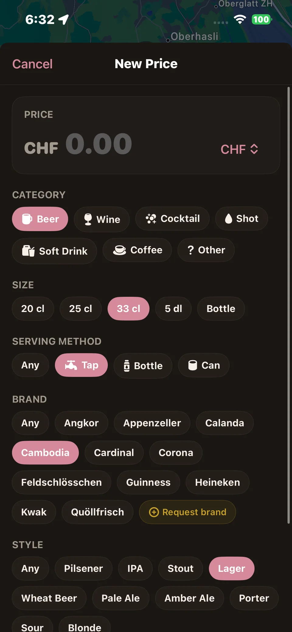 Add a price form