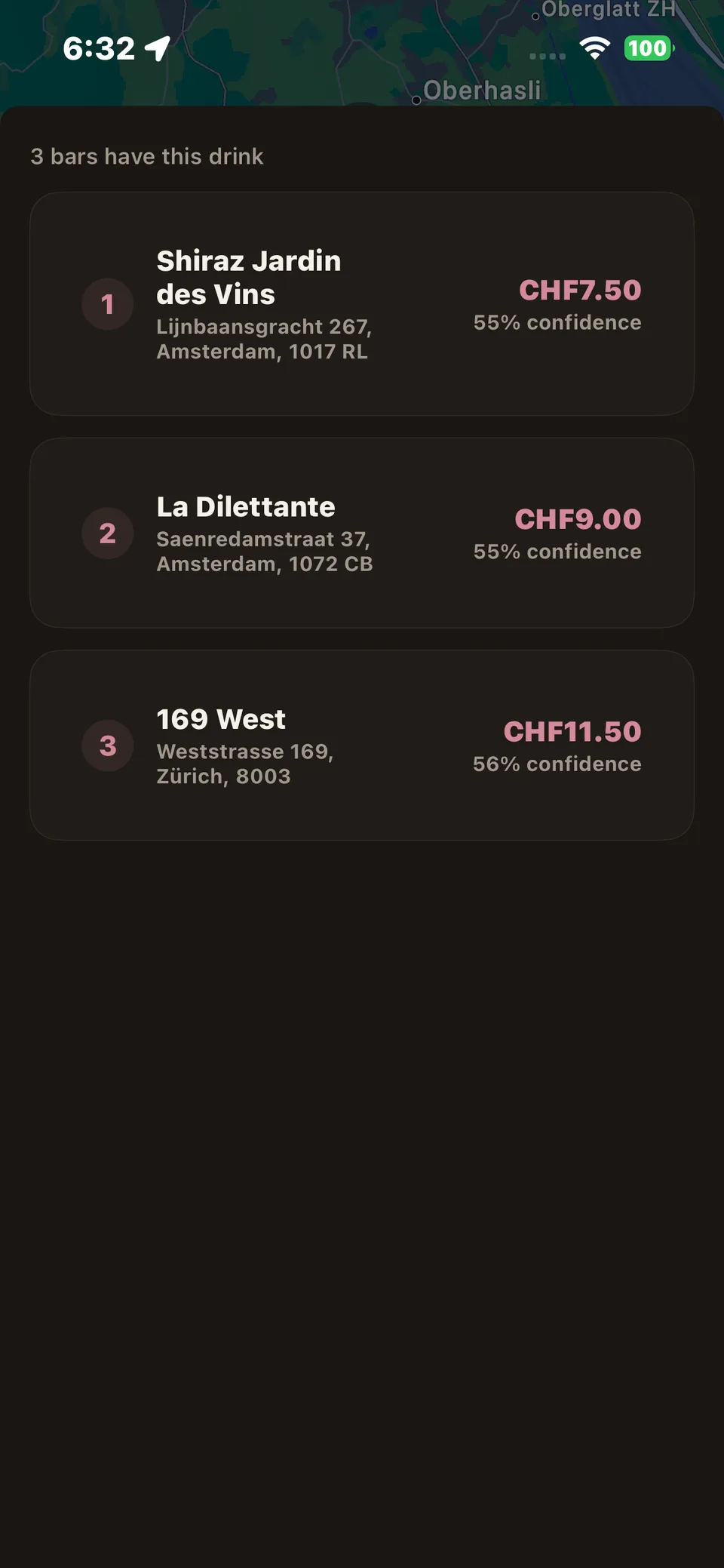 Side-by-side price comparison